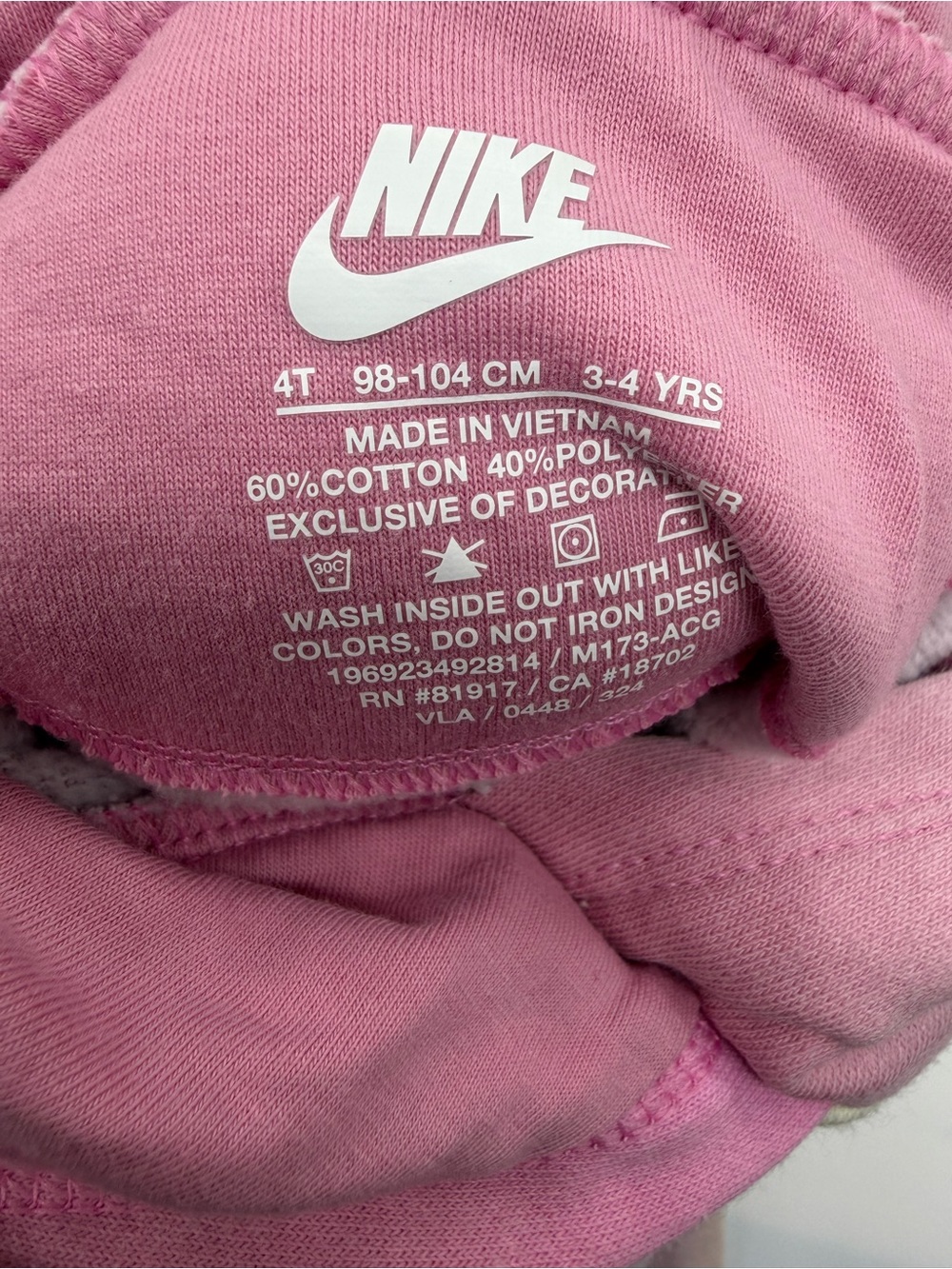 Nike Tie Dye 2 Piece Sweatsuit Hoodie Joggers Pink Girls Size 4T FLAW - Picture 4 of 8